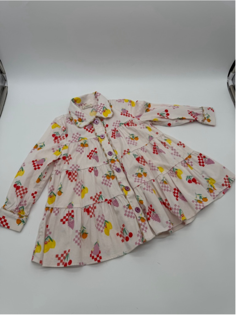 FOXTALE Fruit Dress 3T White Pink Checkered